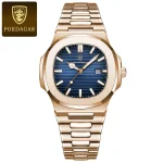 POEDAGAR 613 Fashion Stainless Steel Men’s Watch (Rose Blue)