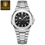 POEDAGAR 613 Fashion Stainless Steel Men’s Watch (Silver Black)