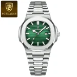 POEDAGAR 613 Fashion Stainless Steel Men’s Watch (Silver Green)
