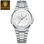 POEDAGAR 613 Fashion Stainless Steel Men’s Watch (Silver White)
